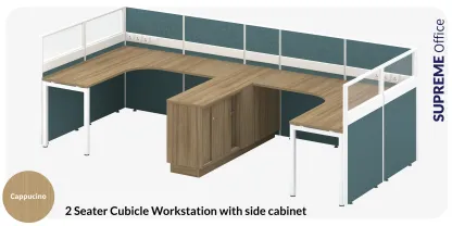 2 Dual Seater Workstation with Standing Partition (L-shape table) (Kindly contact us to order)