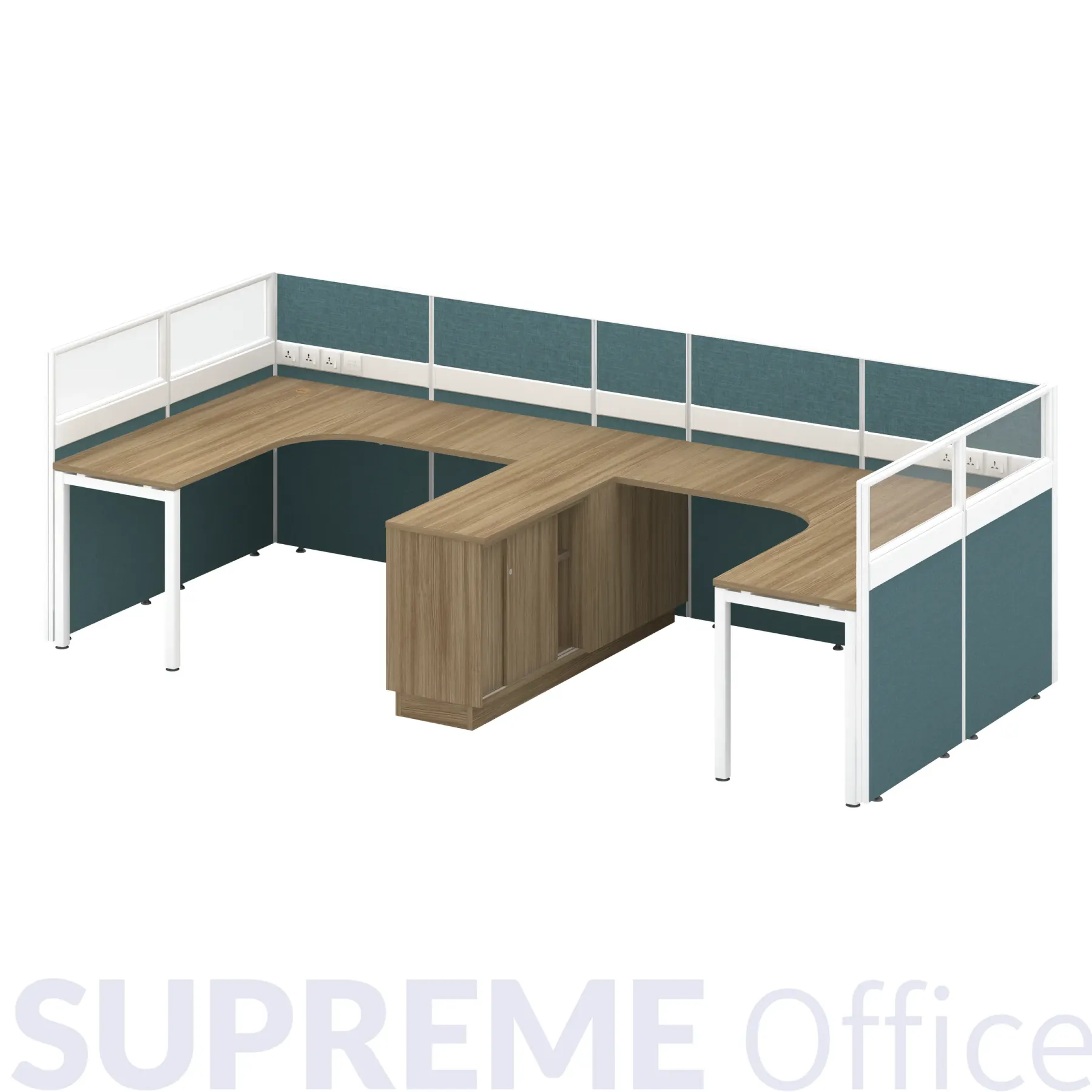 2 Dual Seater Workstation with Standing Partition (L-shape table) (Kindly contact us to order)