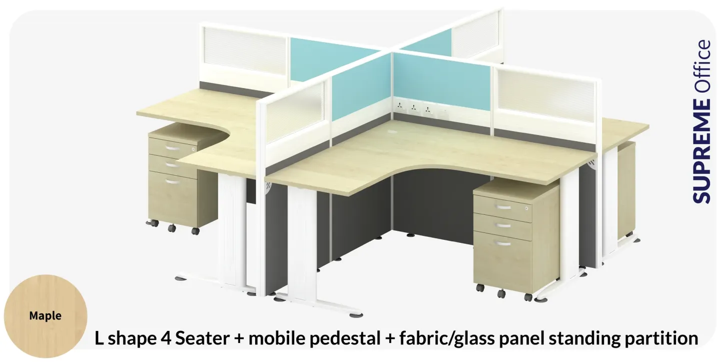 4 Seater Office Workstation with Standing Partition (Kindly contact us to order)