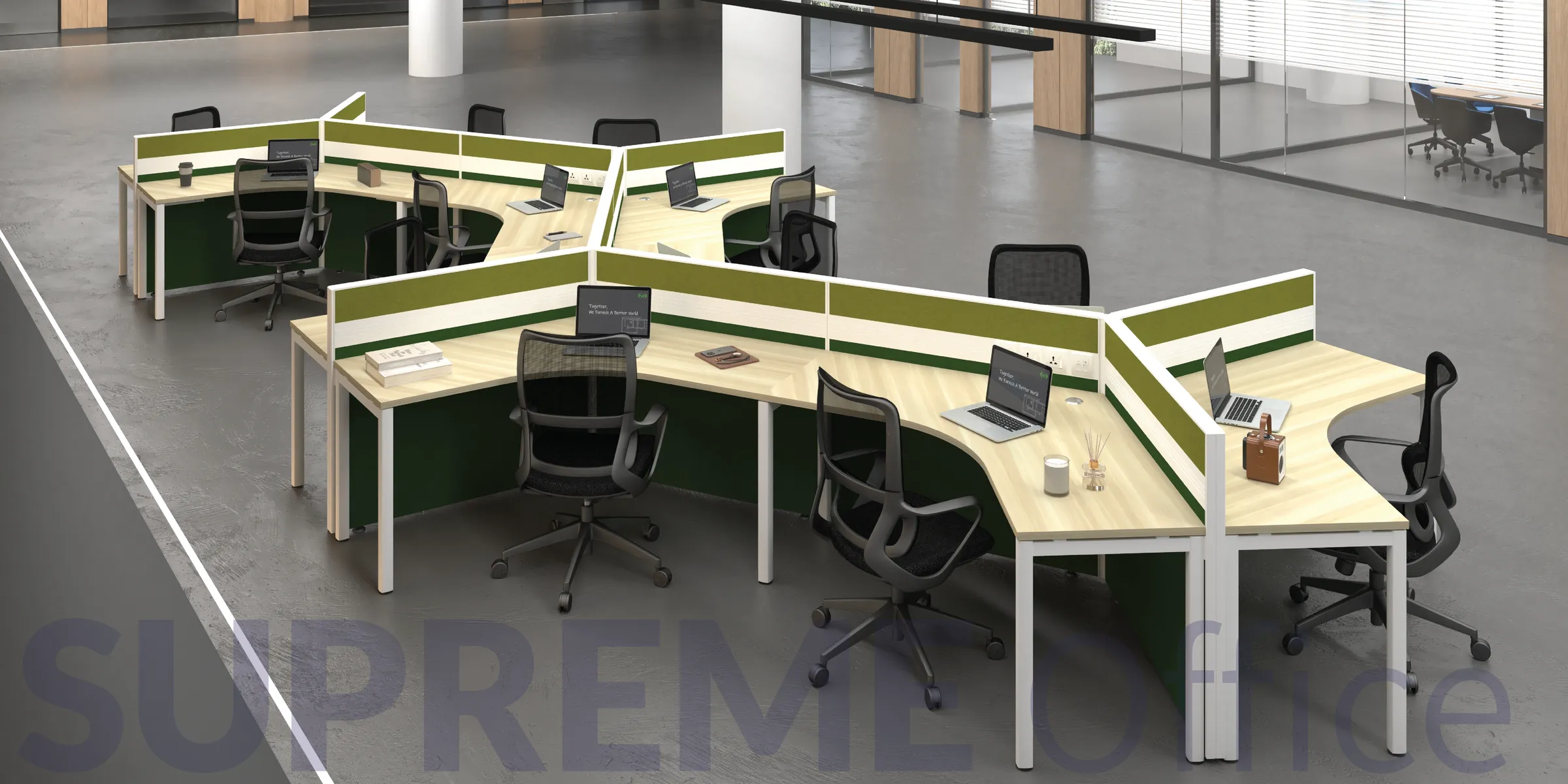 12 Seater Workstation with Standing Partition (Kindly contact us to order)