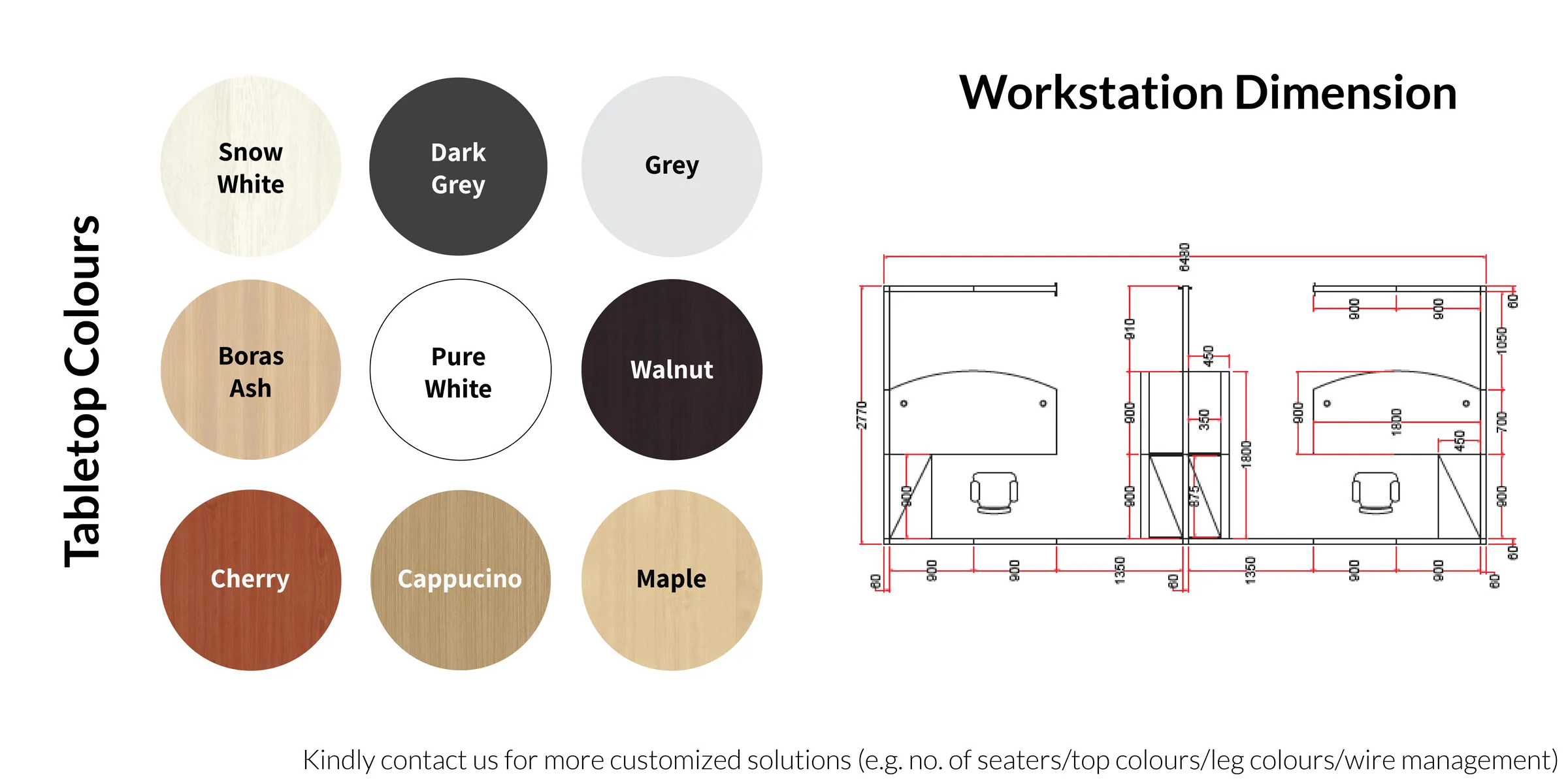 2 Seater Combo Cubicle - Privacy Cubicle with Standing Partition (Kindly contact us to order)