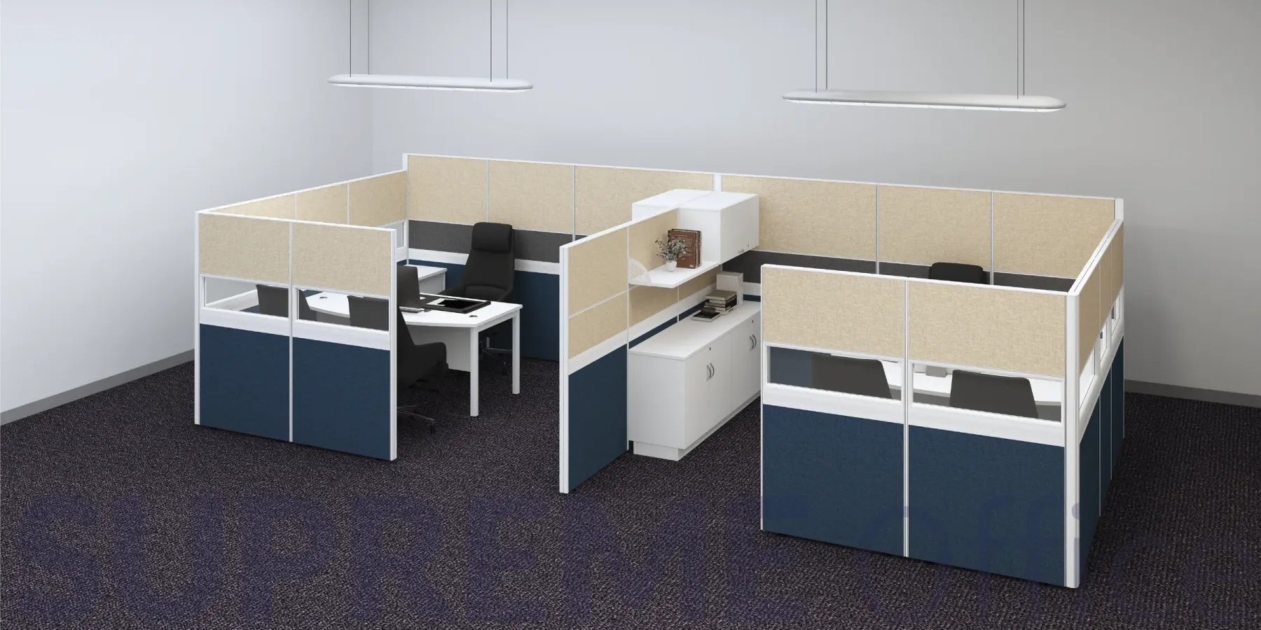 2 Seater Combo Cubicle - Privacy Cubicle with Standing Partition (Kindly contact us to order)