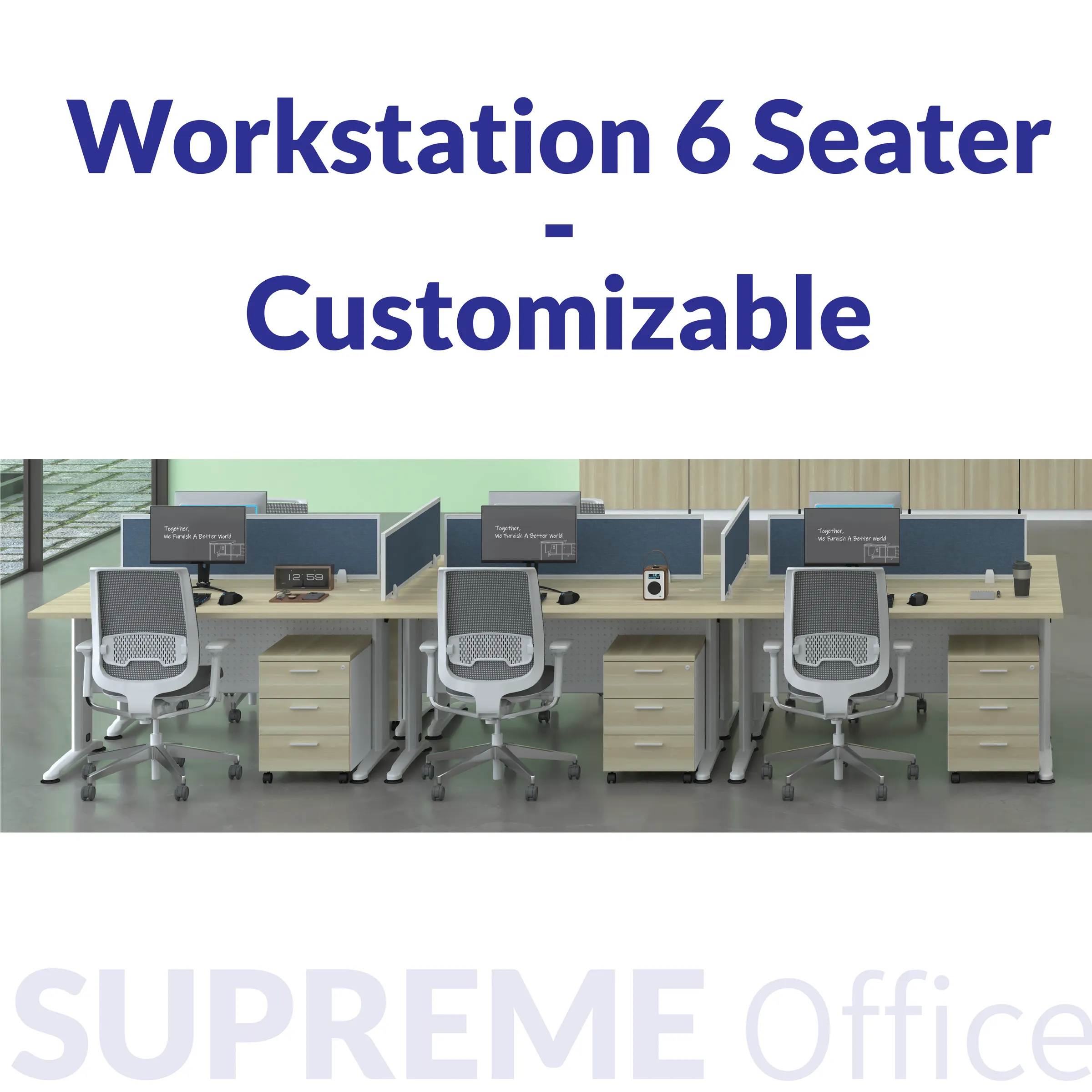 Generous Workstation Set : 2 to 6 seaters option (J Leg)