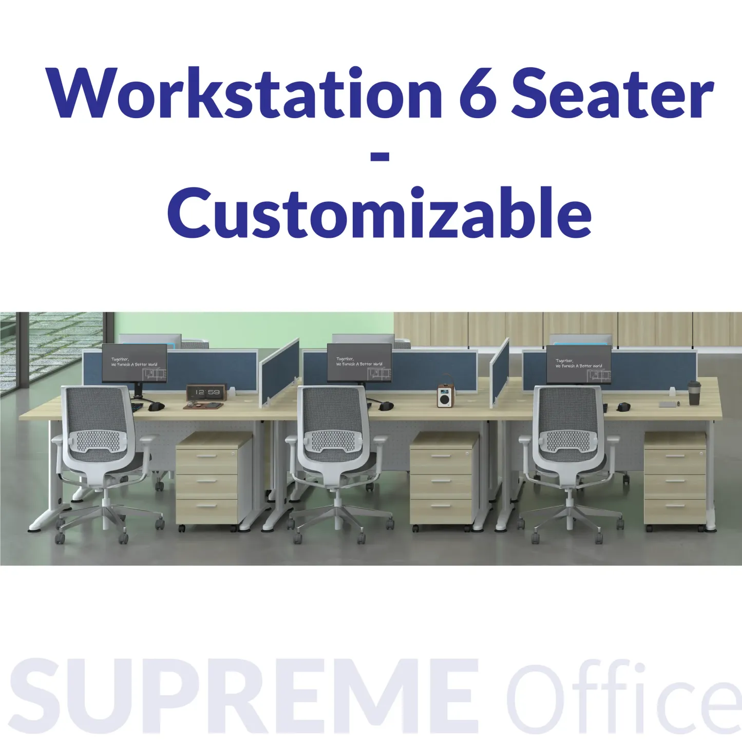 Generous Workstation Set : 2 to 6 seaters option (J Leg)
