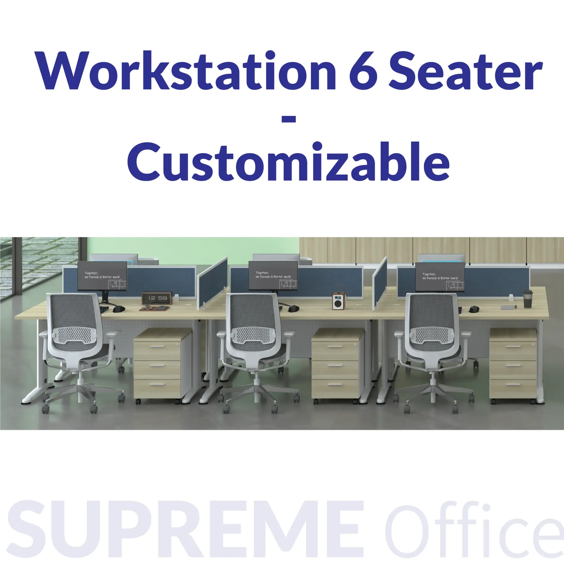 Generous Workstation Set : 2 to 6 seaters option (J Leg)