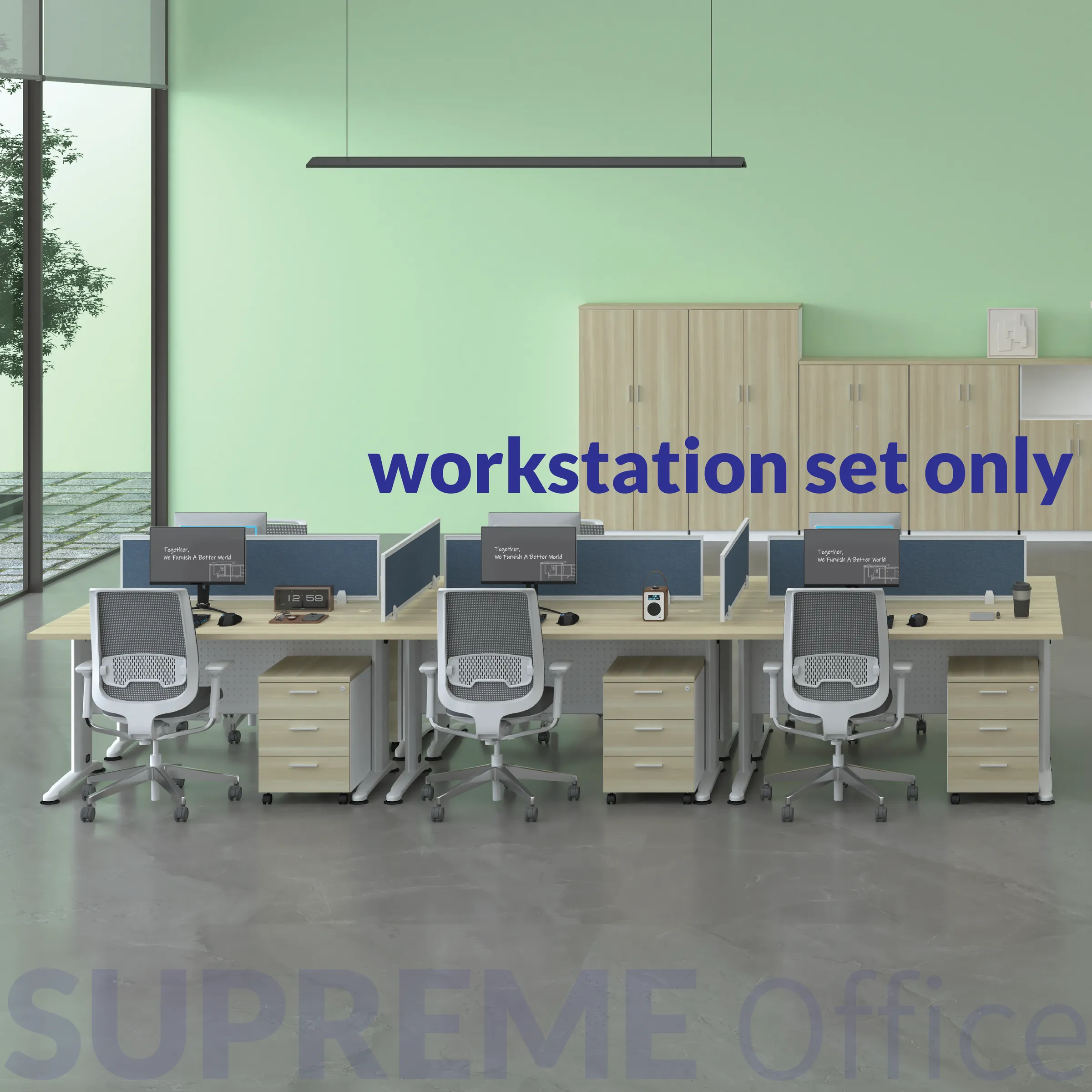 Generous Workstation Set : 2 to 6 seaters option (J Leg)