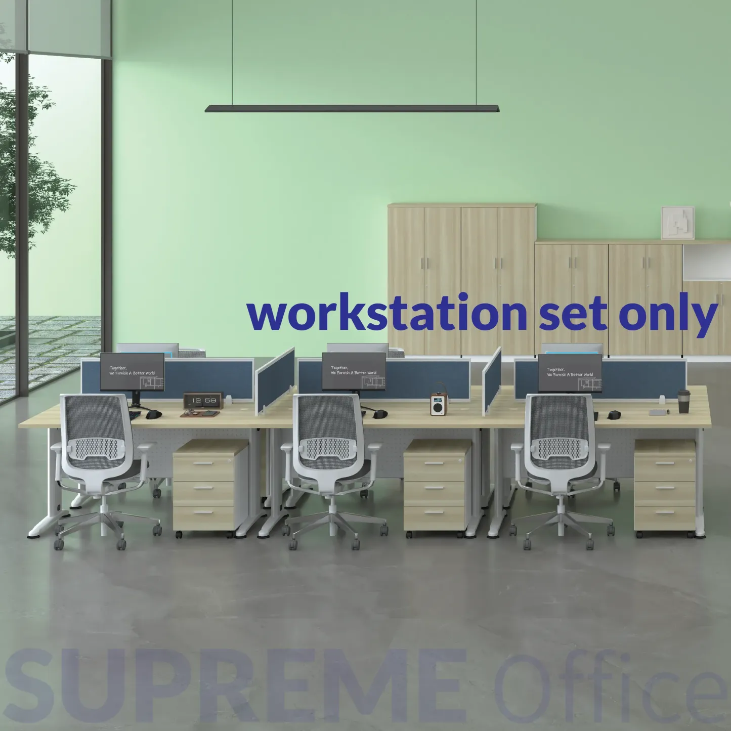 Generous Workstation Set : 2 to 6 seaters option (J Leg)