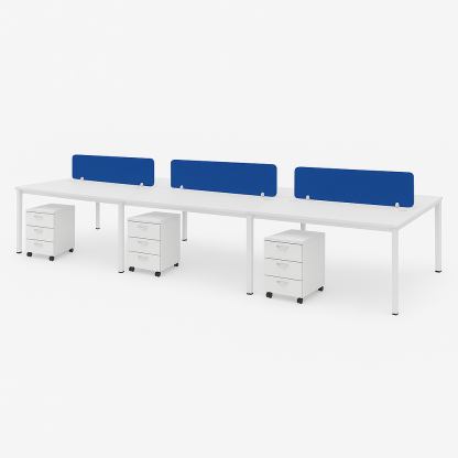 6 Seater Workstation with Fabric Partition (U LEG)
