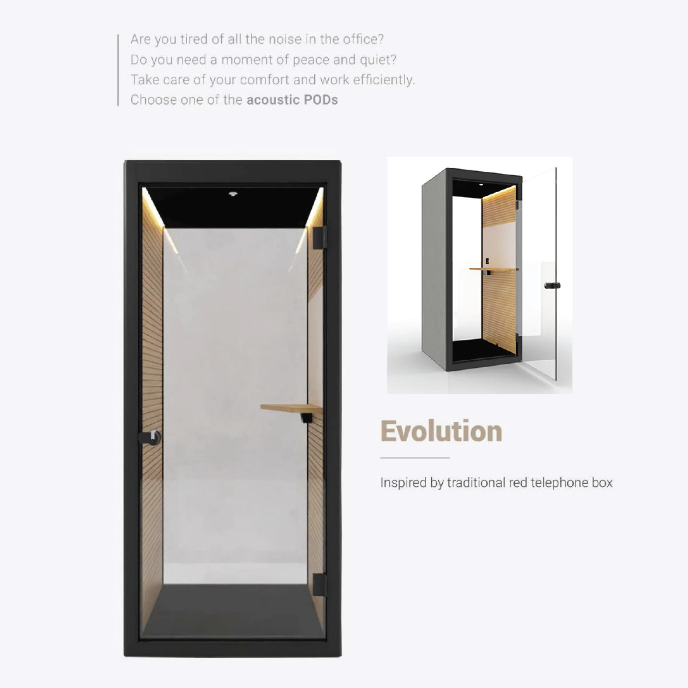 Office Tele-Booth | Office Phone Booth - For 1 Seater (kindly contact us before ordering)