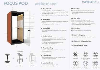 Office Tele-Booth | Office Phone Booth - For 1 Seater (kindly contact us before ordering)