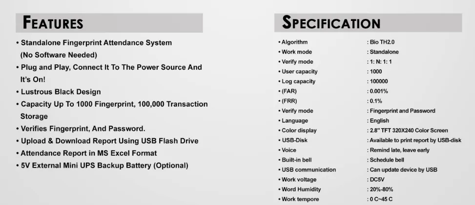 RICHMAN Fingerprint Time Attendance Recorder