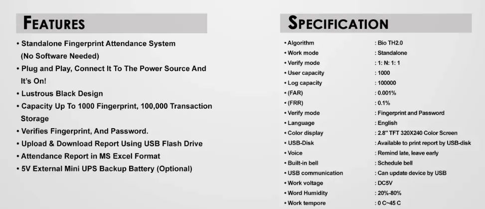 RICHMAN Fingerprint Time Attendance Recorder
