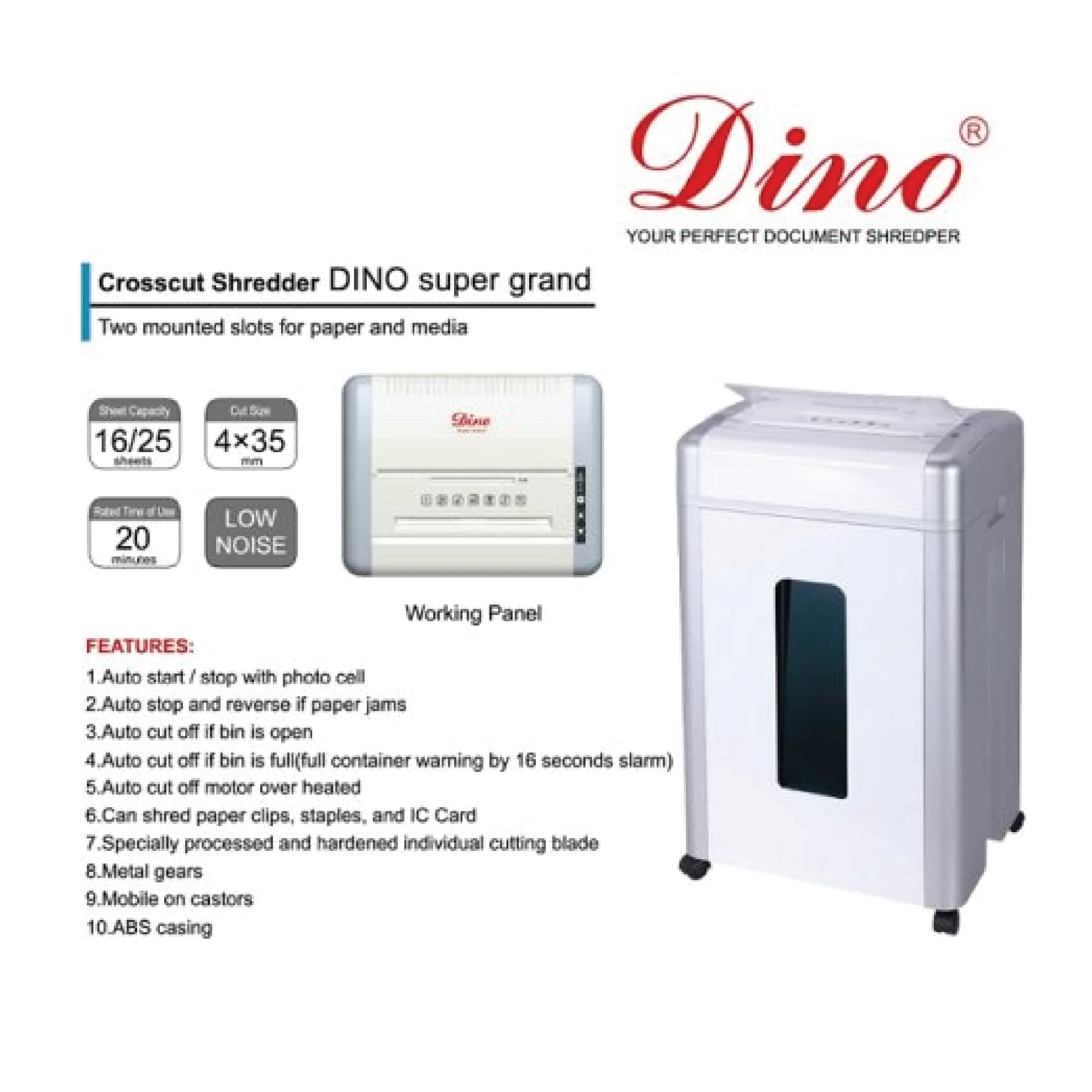 DINO SUPER GRAND Paper Shredder (Cross Cut)