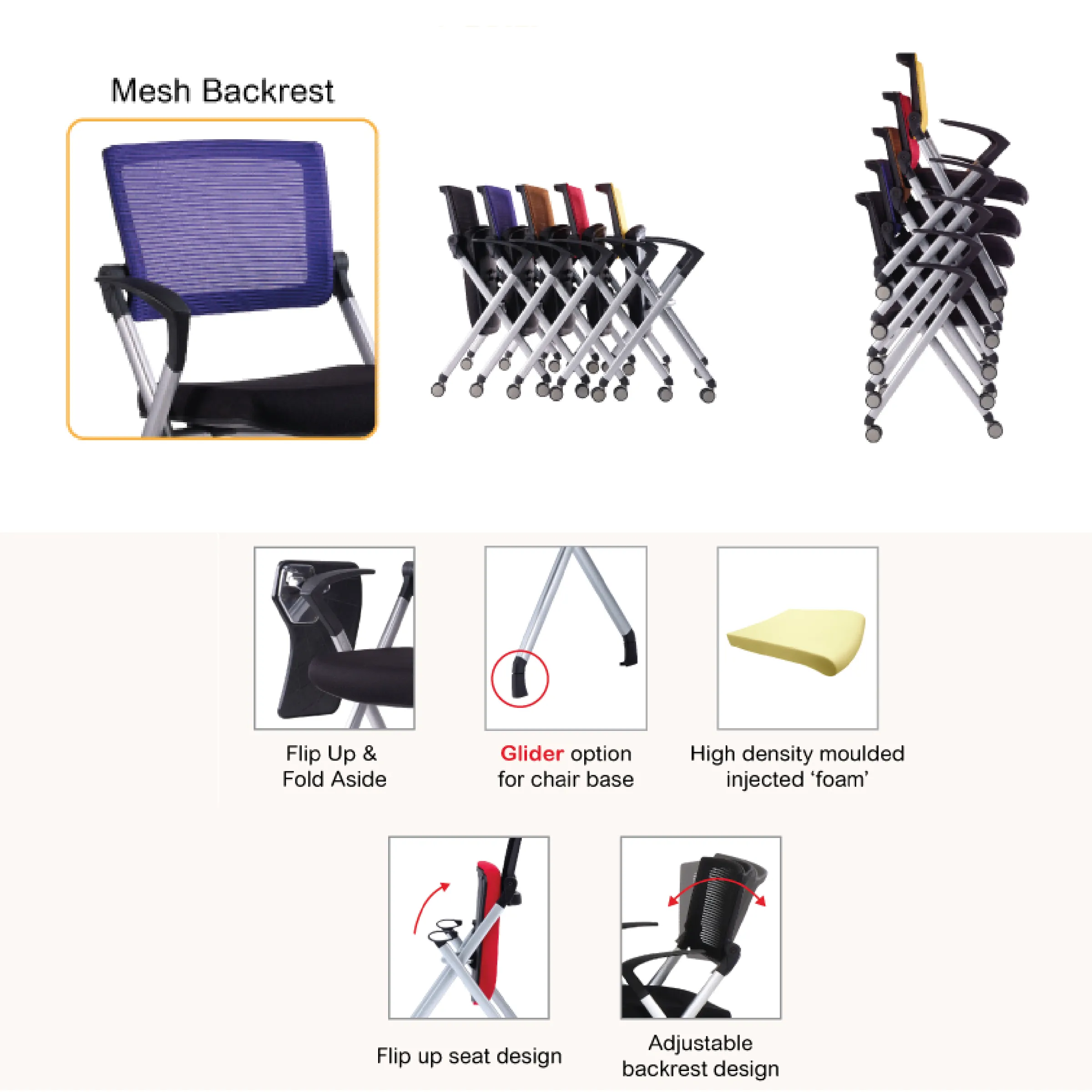 AXE Foldable Training Chair with Armrest & Writing Tablet