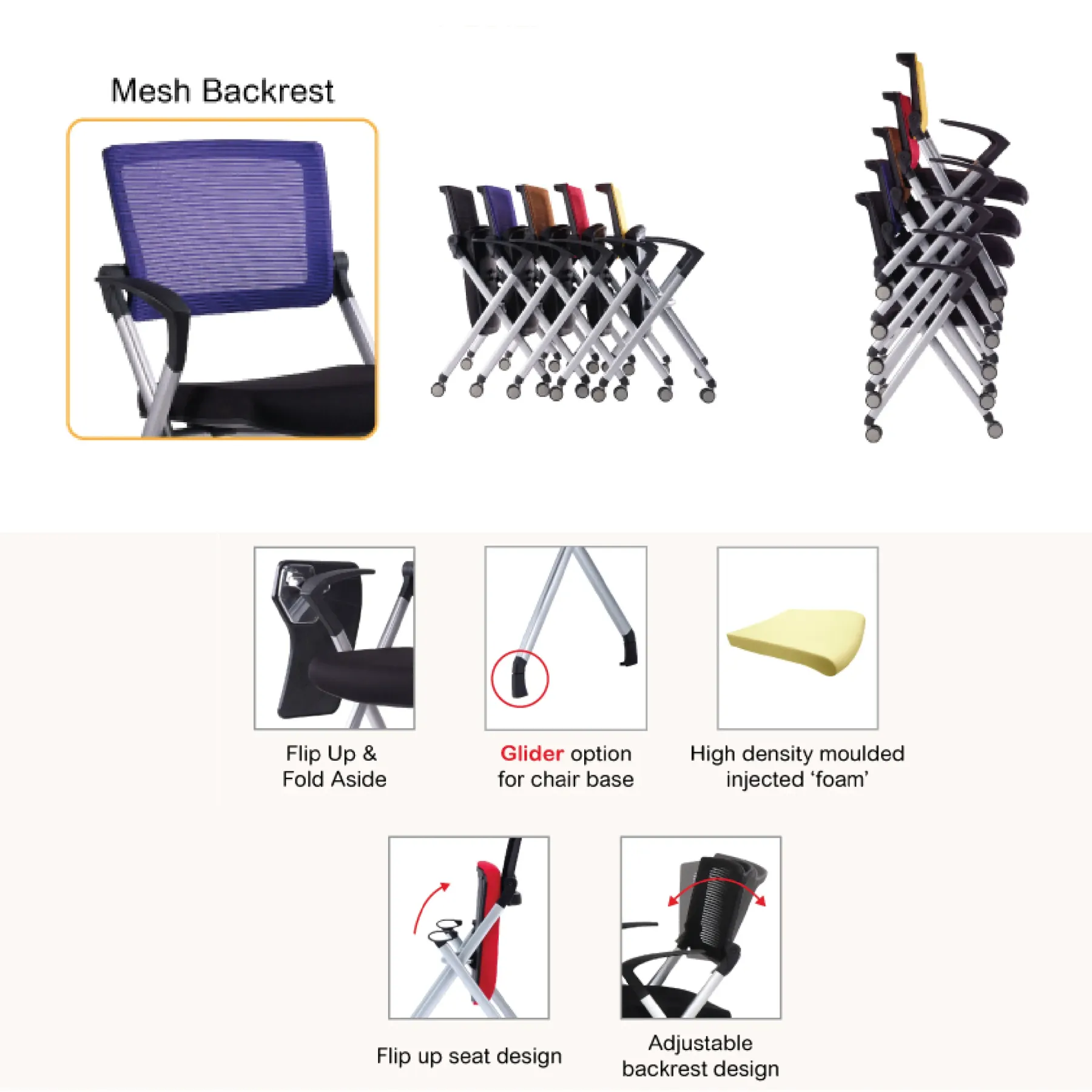 AXE Foldable Training Chair with Armrest & Writing Tablet