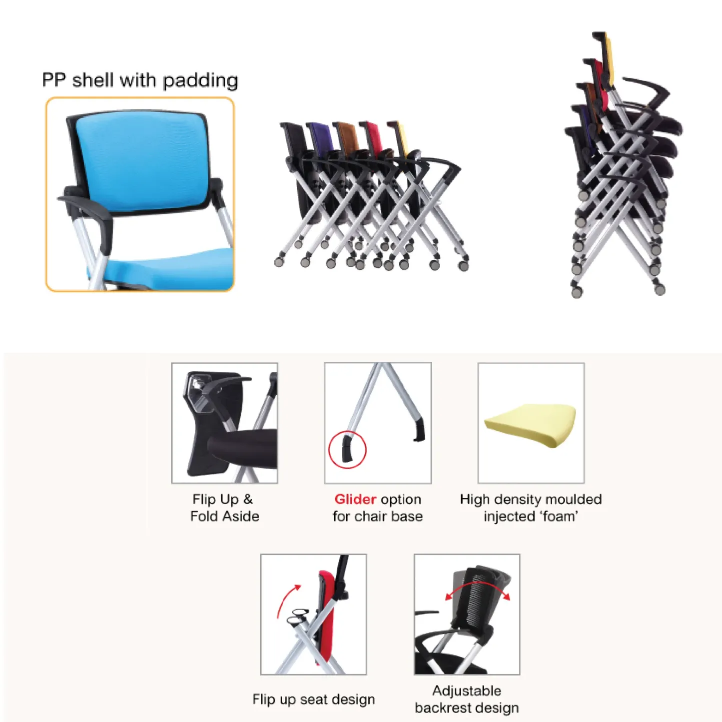 AXE Foldable Training Chair (Fabric Padding Backrest)