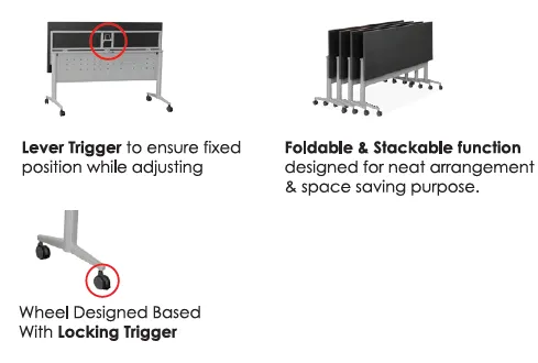AXE 2 FOLDABLE MOBILE TRAINING TABLE WITH CASTOR