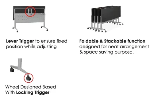 AXE 2 FOLDABLE MOBILE TRAINING TABLE WITH CASTOR