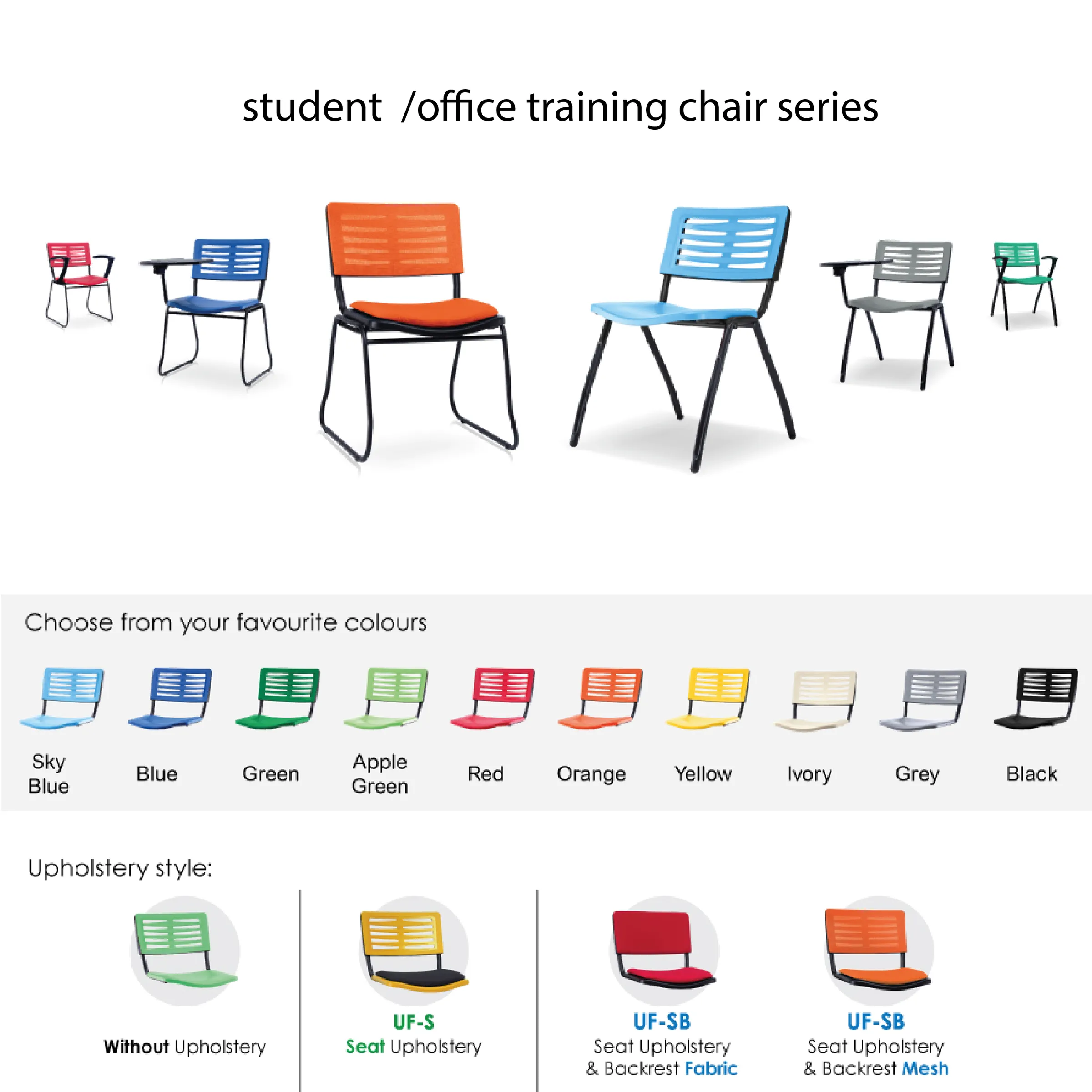 AXE 3 Student Classroom Chair with Armrest (PP Shell)