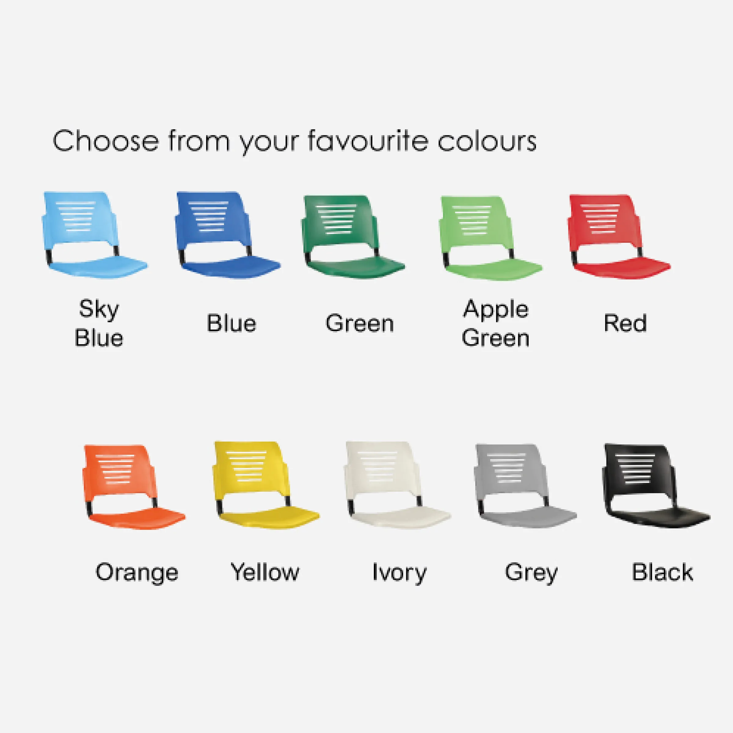 PEW2 Student Chair with Epoxy Black Leg + Foldable Tablet (PP Shell)