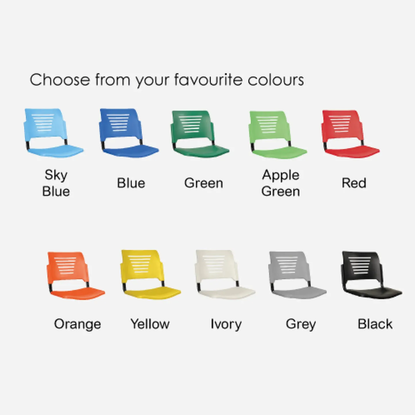 PEW2 Student Chair with Epoxy Black Leg + Foldable Tablet (PP Shell)