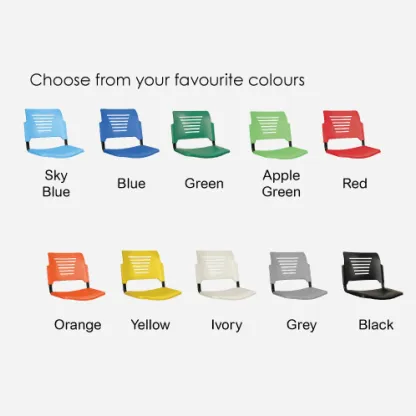 PEW2 Student Chair with Epoxy Black Leg + Foldable Tablet (PP Shell)