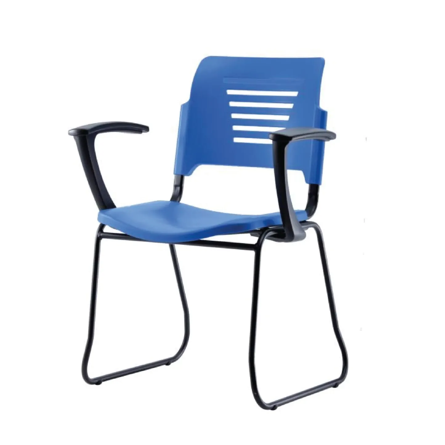 PEW2 Student Chair with Epoxy Black Leg + Armrest (PP Shell)