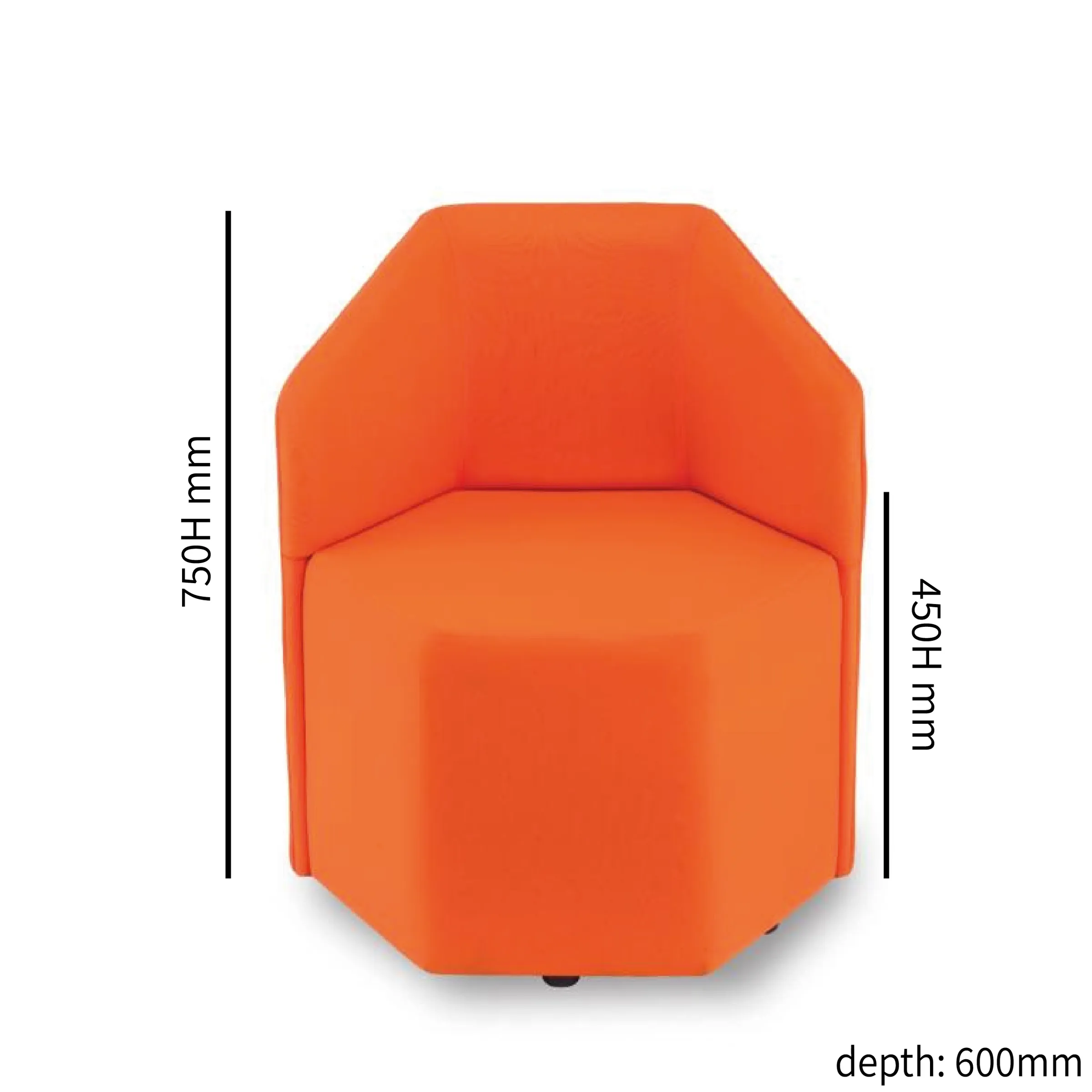 Office Hexagon Shaped Stool - 600dia mm [PU LEATHER]