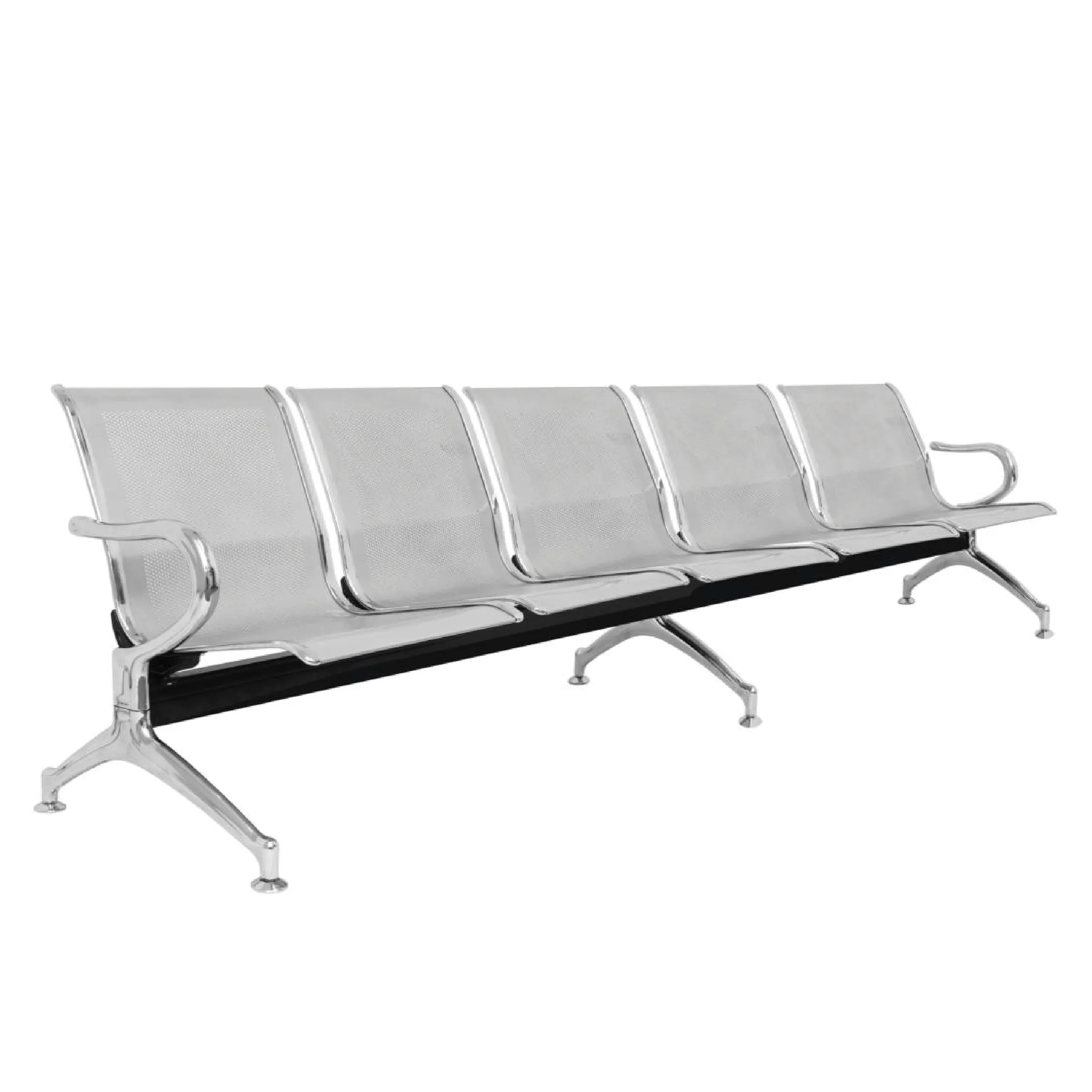 DFIN - 1 to 5 Seater Link Metal Waiting Chair (Chrome Metal)