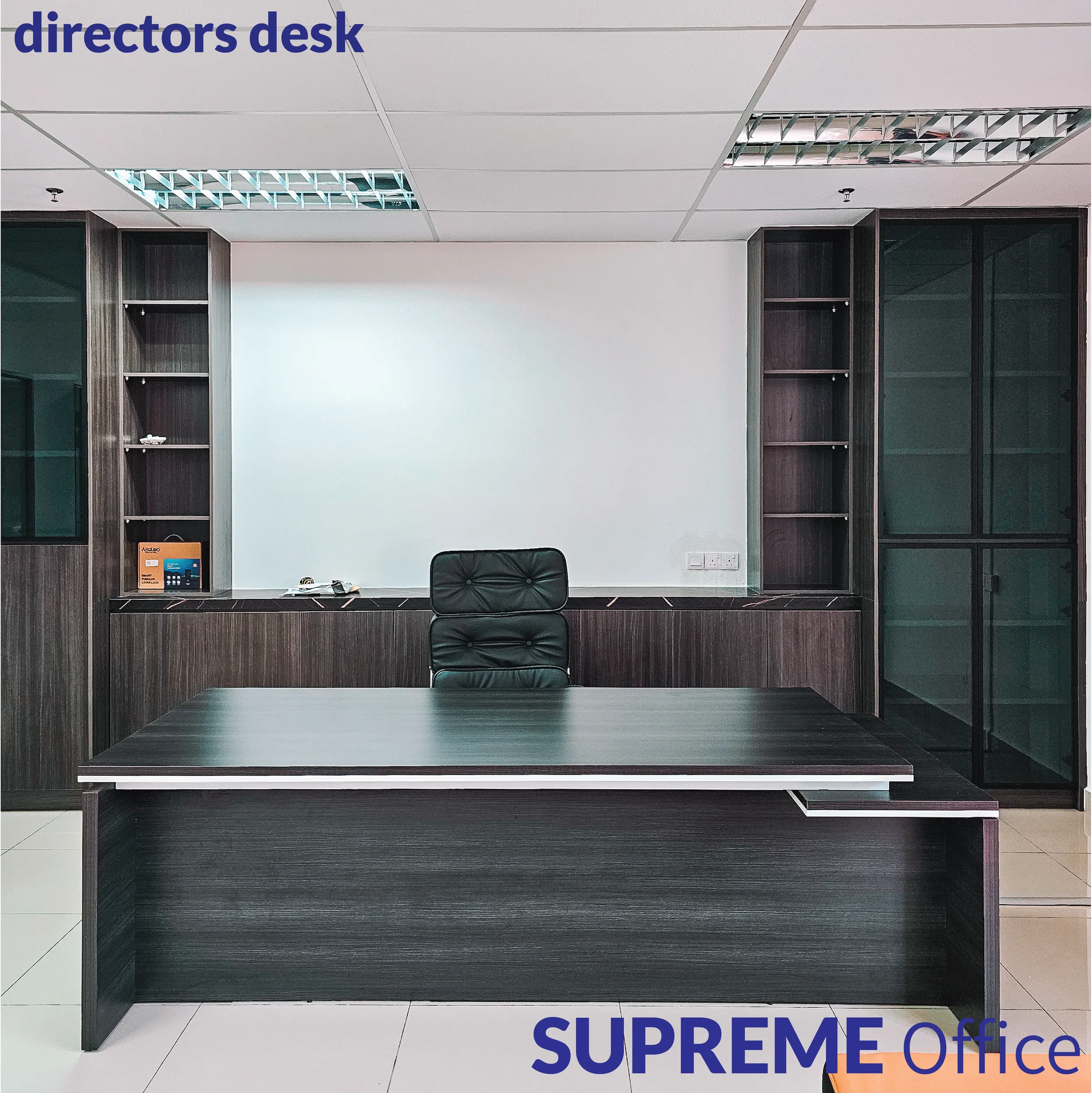 Modern Wooden Director's Table - SUP520 (Dark Walnut)