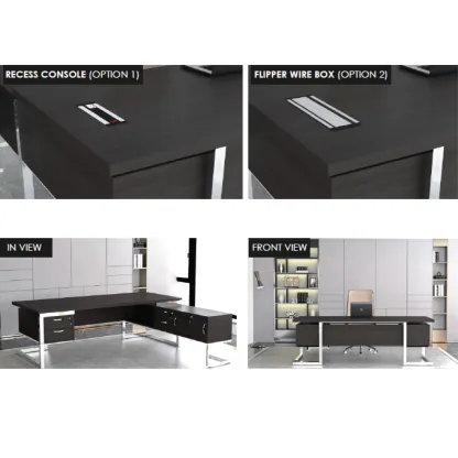 Classy Director Table with Side Cabinet - Chrome Leg