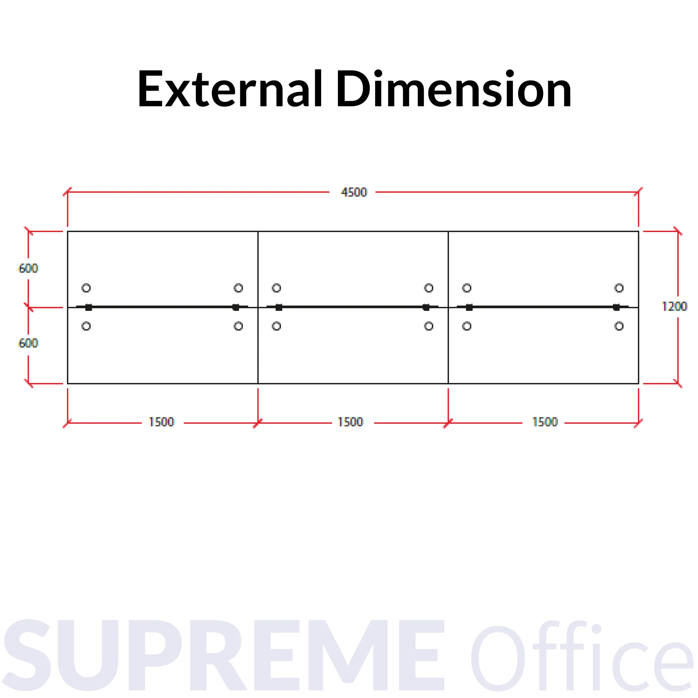 16mm Workstation - 6 seater - Frameless Fabric Partition (1500 x 600 per seater)