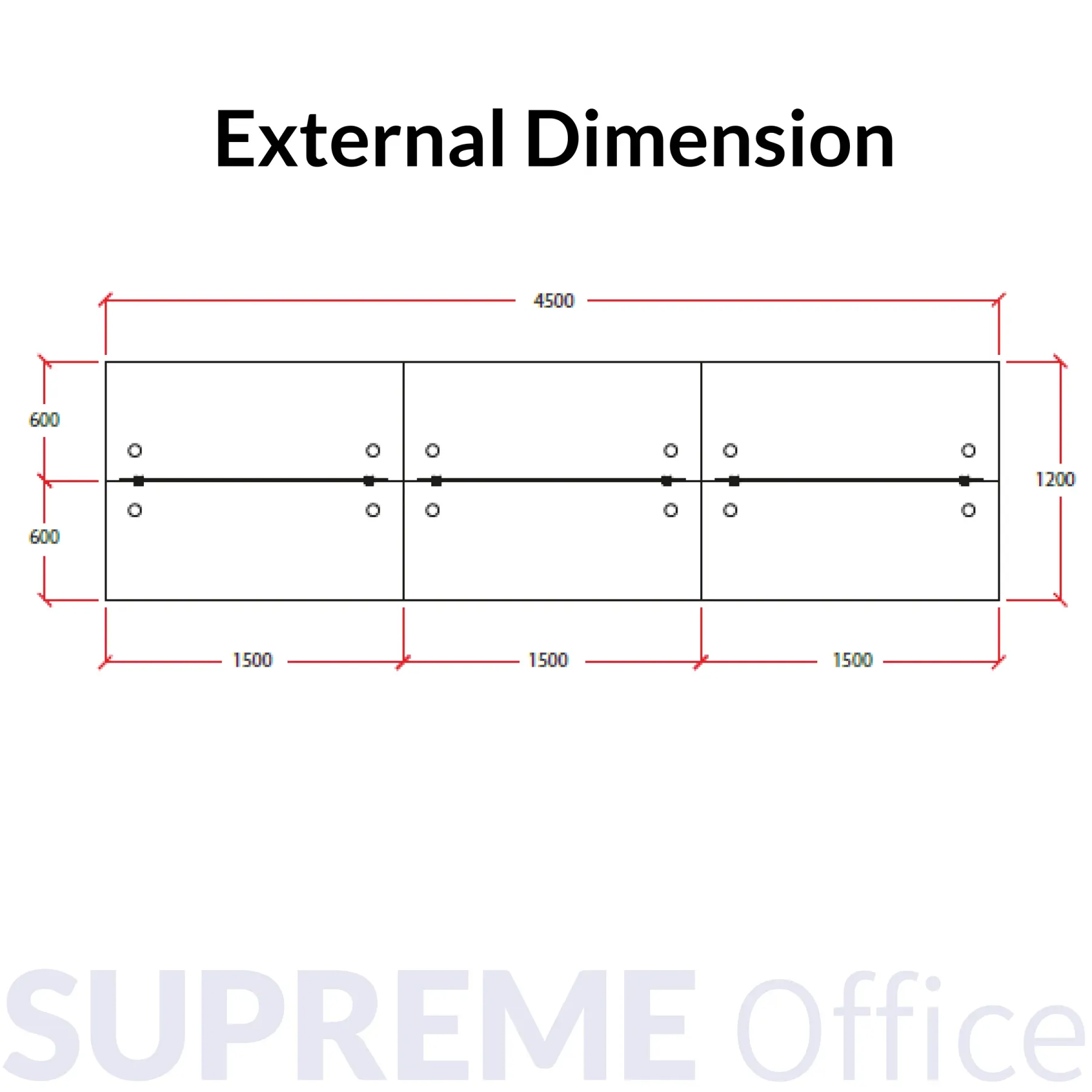 16mm Workstation - 6 seater - Frameless Fabric Partition (1500 x 600 per seater)