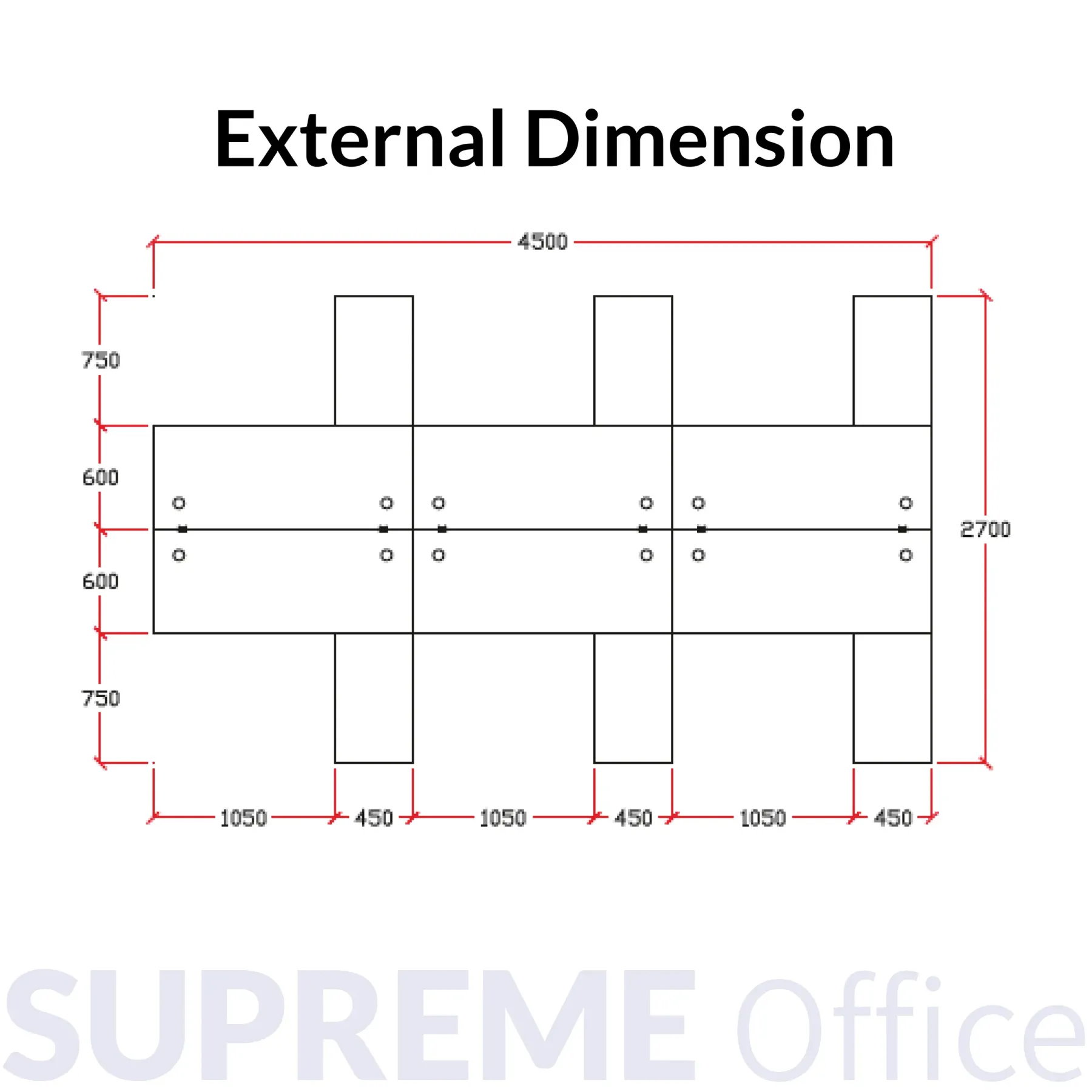 6 Seater Workstation with acrylic panel + side cabinet