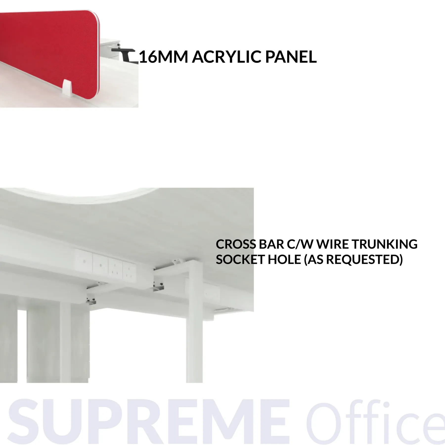 L-Shaped 4 Seater with Fixed 4D Pedestal Leg - Frameless Hanging Partition