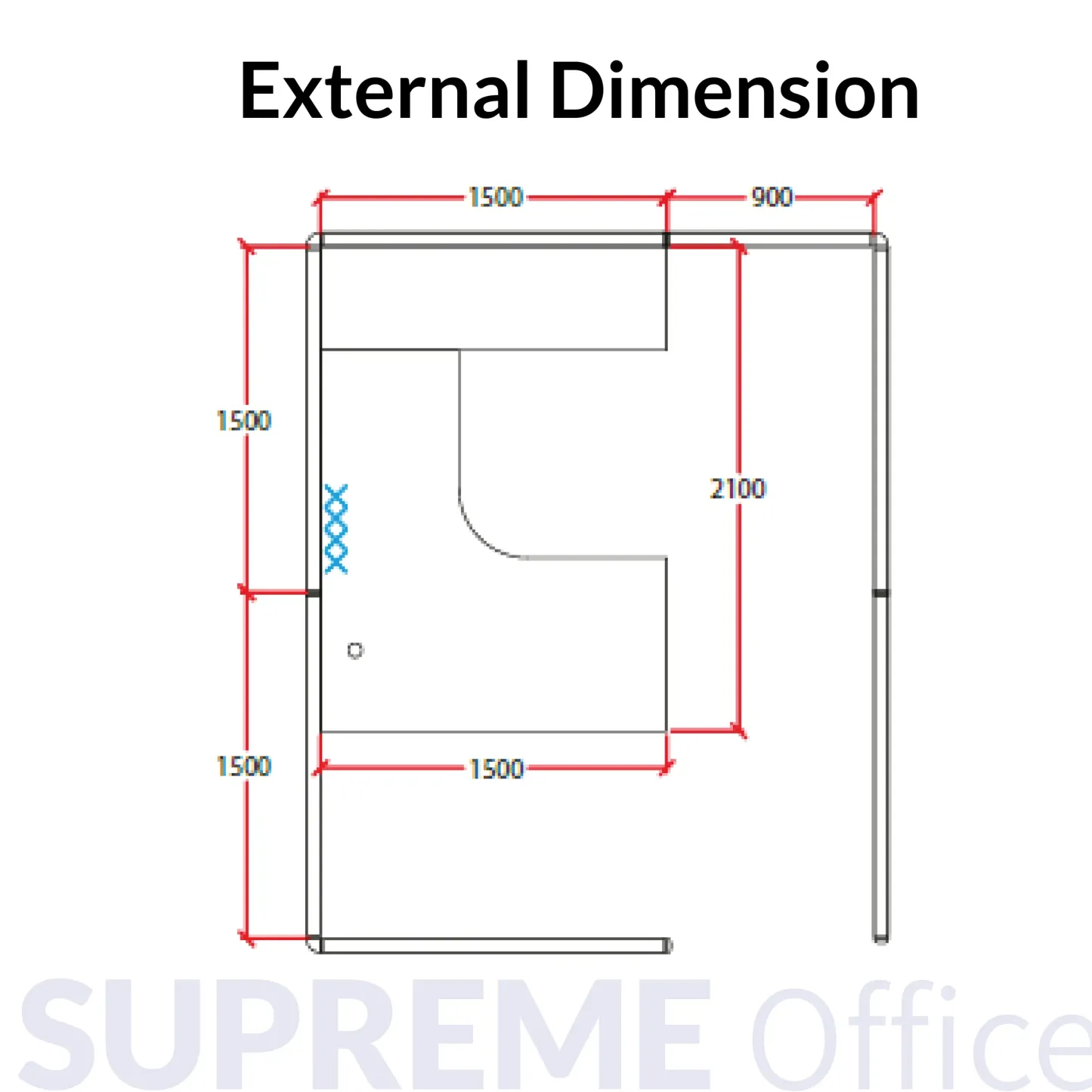 1 Seater Private Workstation with Standing Partition + Hanging Cabinet