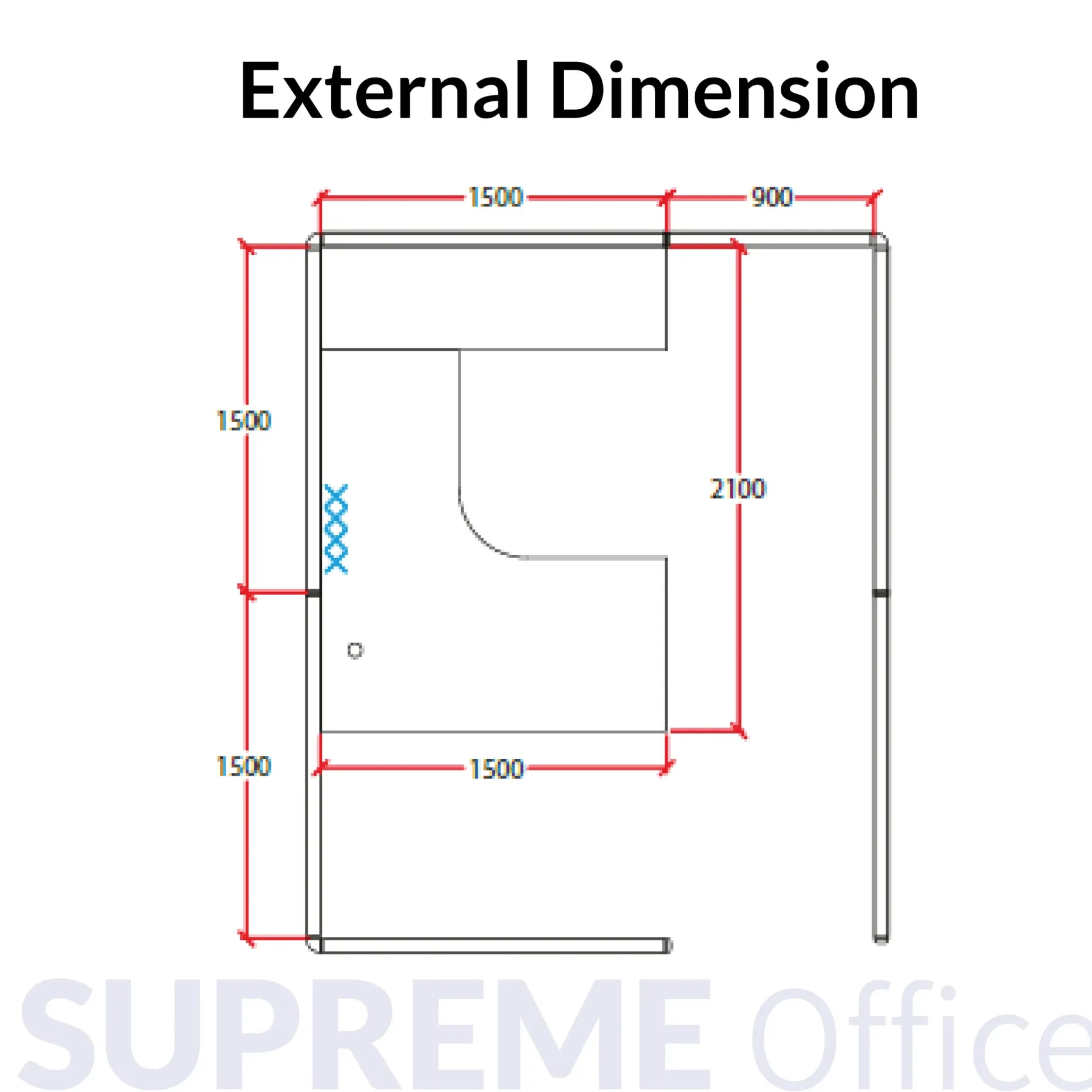 1 Seater Private Workstation with Standing Partition + Hanging Cabinet