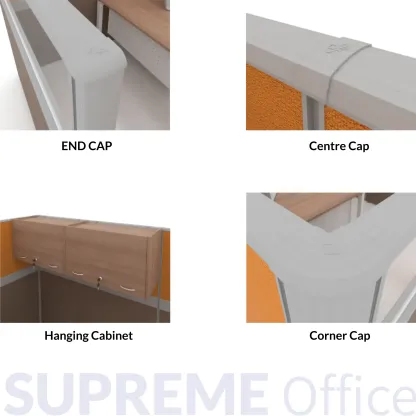 1 Seater Private Workstation with Standing Partition + Hanging Cabinet