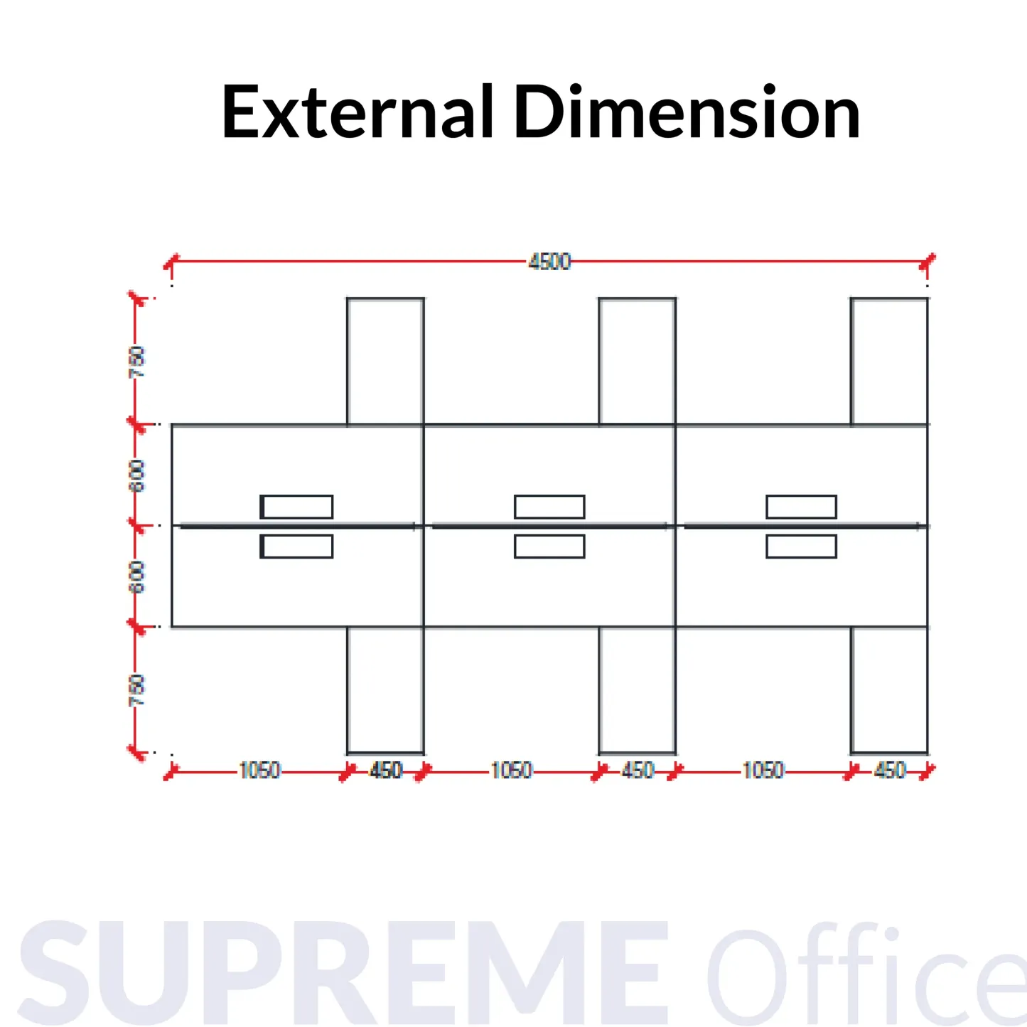 6 Seater Workstation with O Leg - with side sliding door cabinet