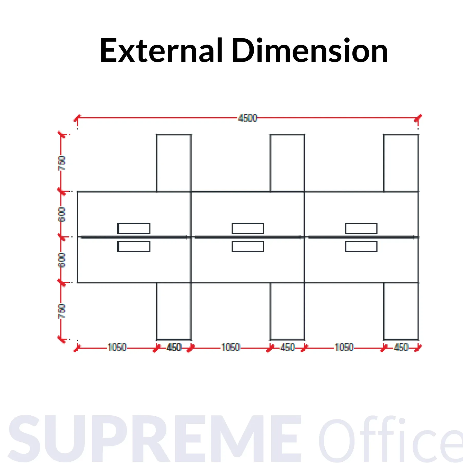 6 Seater Workstation with O Leg - with side sliding door cabinet