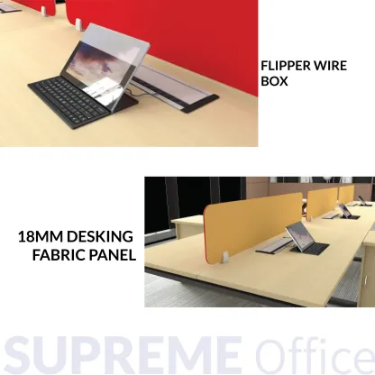 6 Seater Workstation with O Leg - with side sliding door cabinet