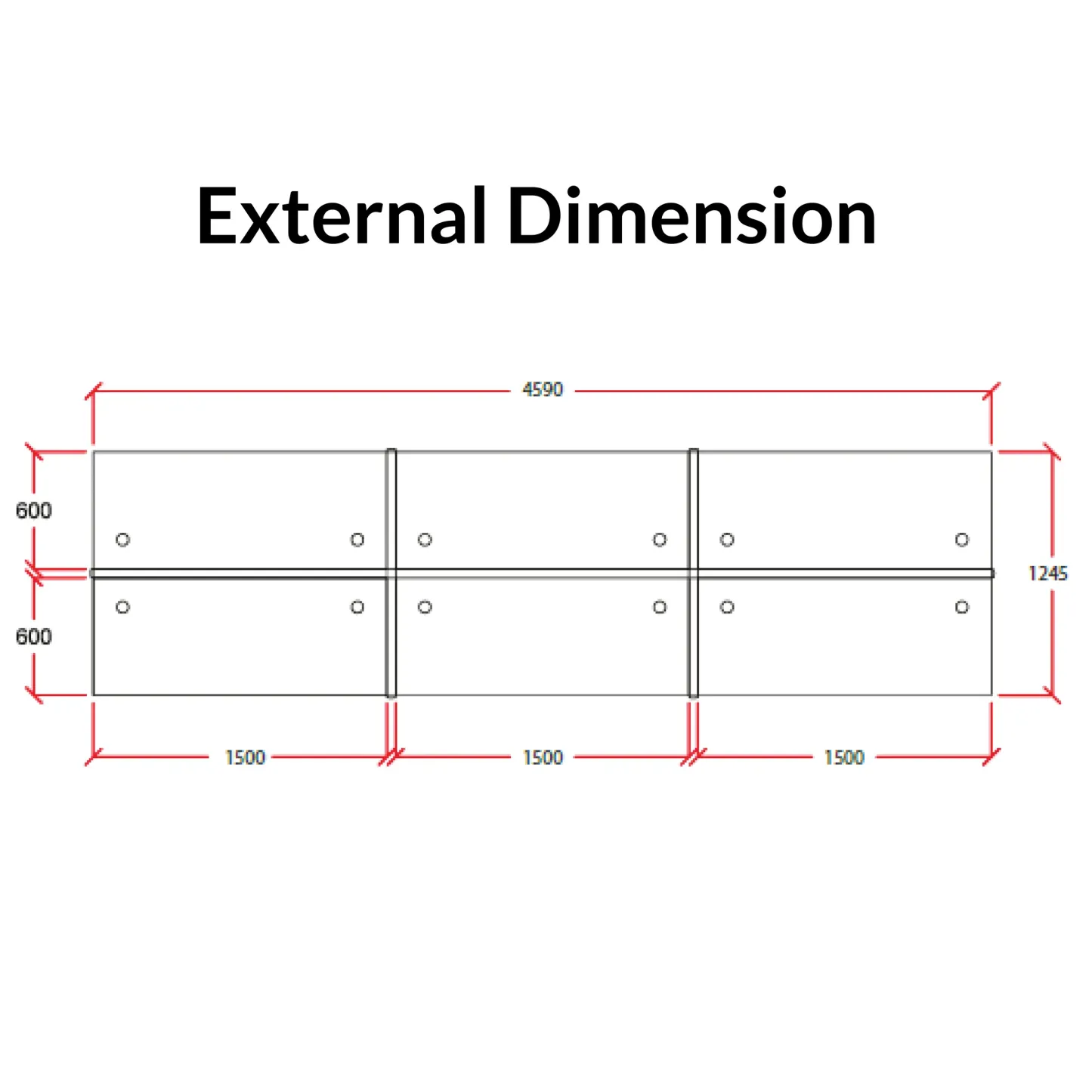 6 Seater Workstation - 1500W x 600D per seater