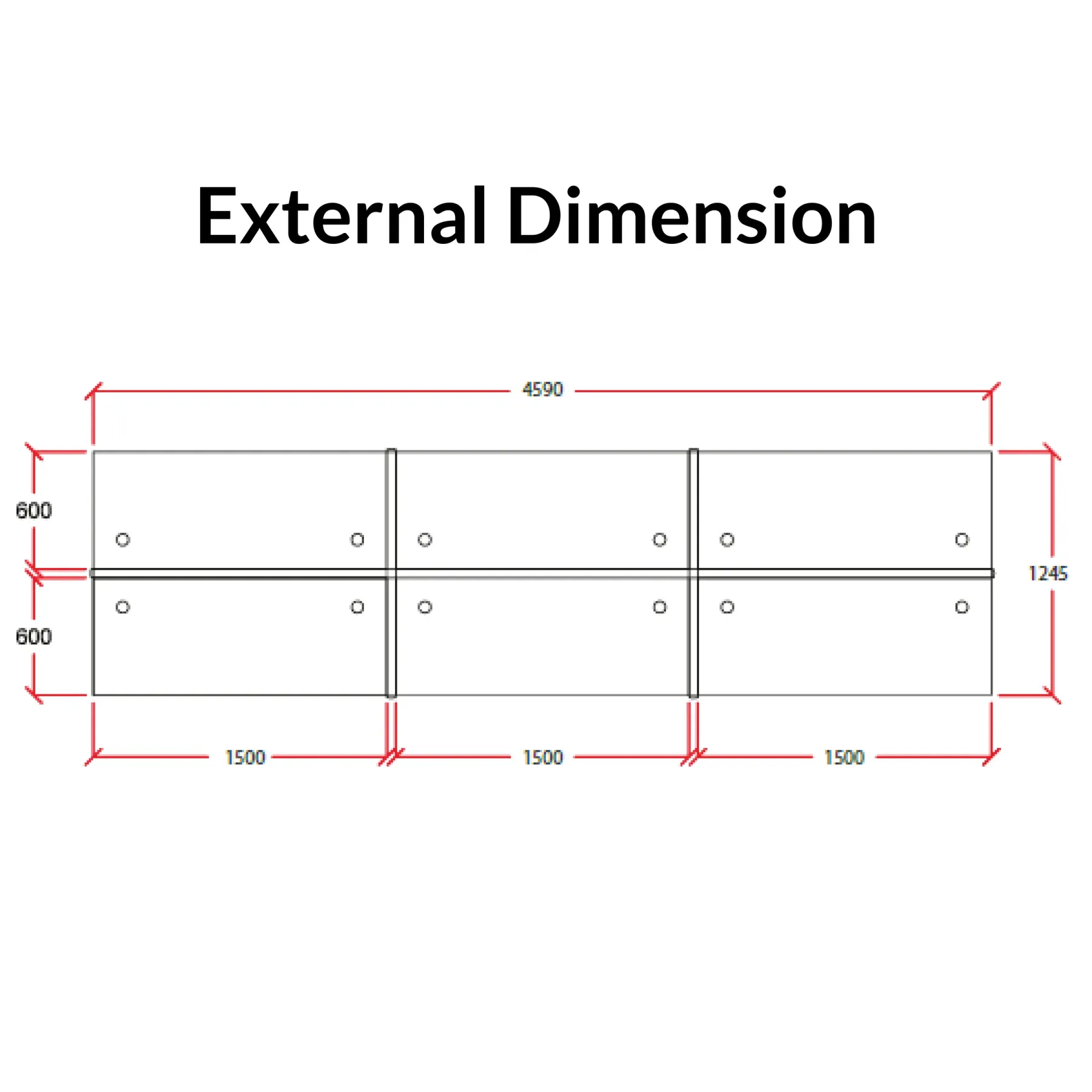 6 Seater Workstation - 1500W x 600D per seater