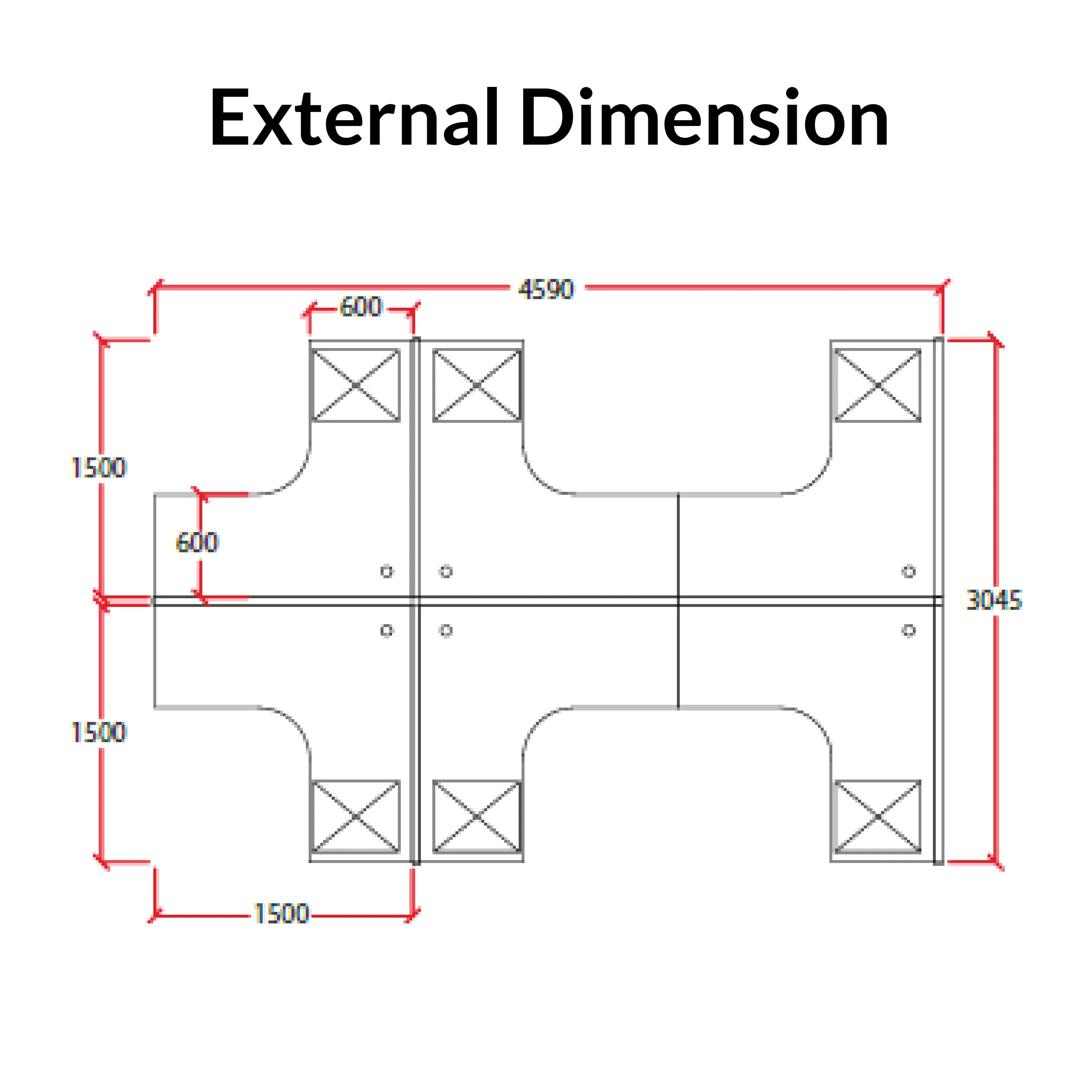 6 Seater Office Workstation with Standing Partition