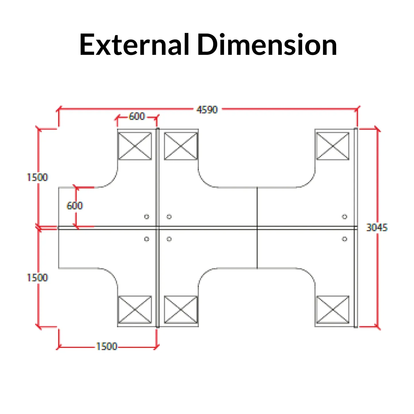 6 Seater Office Workstation with Standing Partition