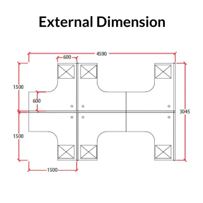 6 Seater Office Workstation with Standing Partition