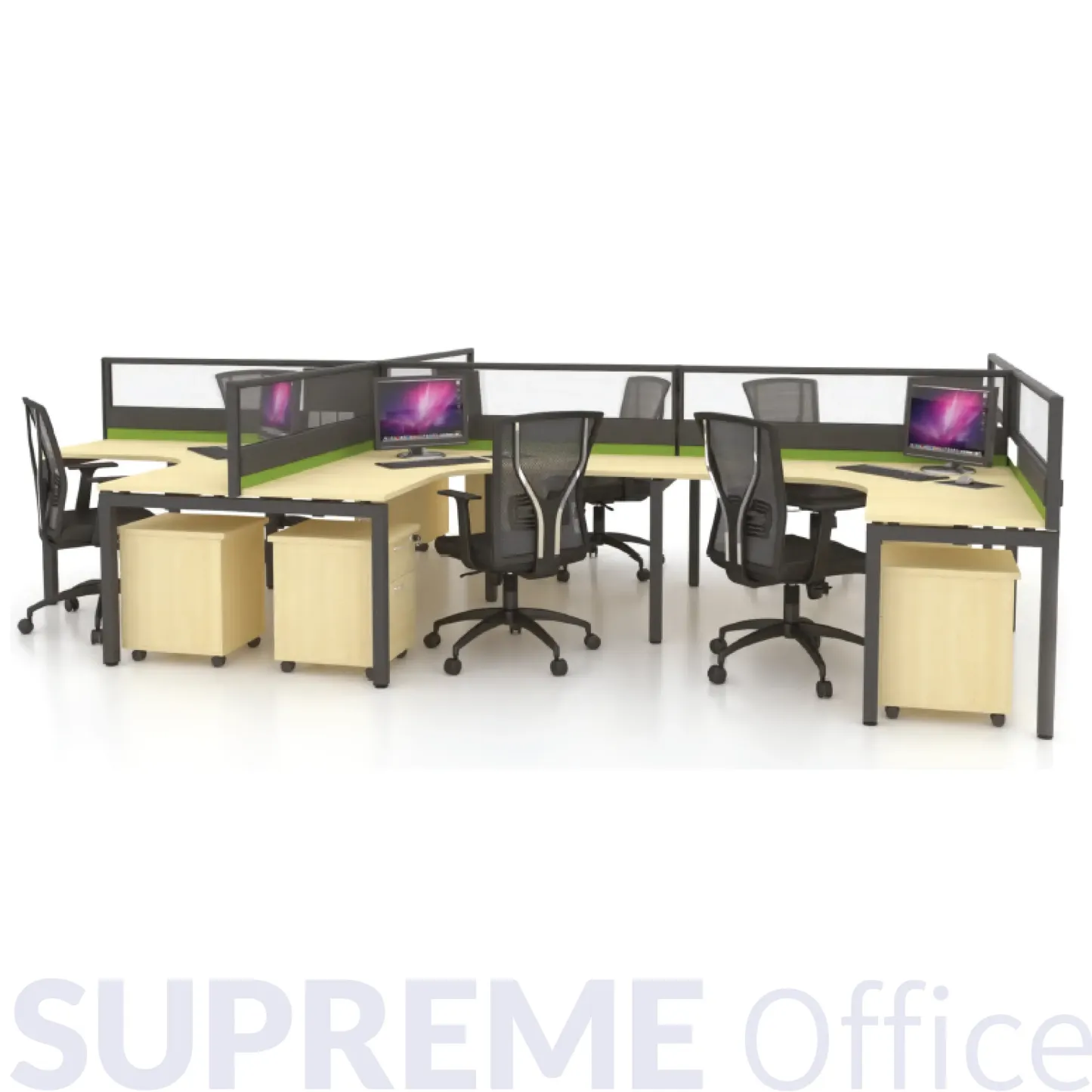 6 Seater Office Workstation with Standing Partition