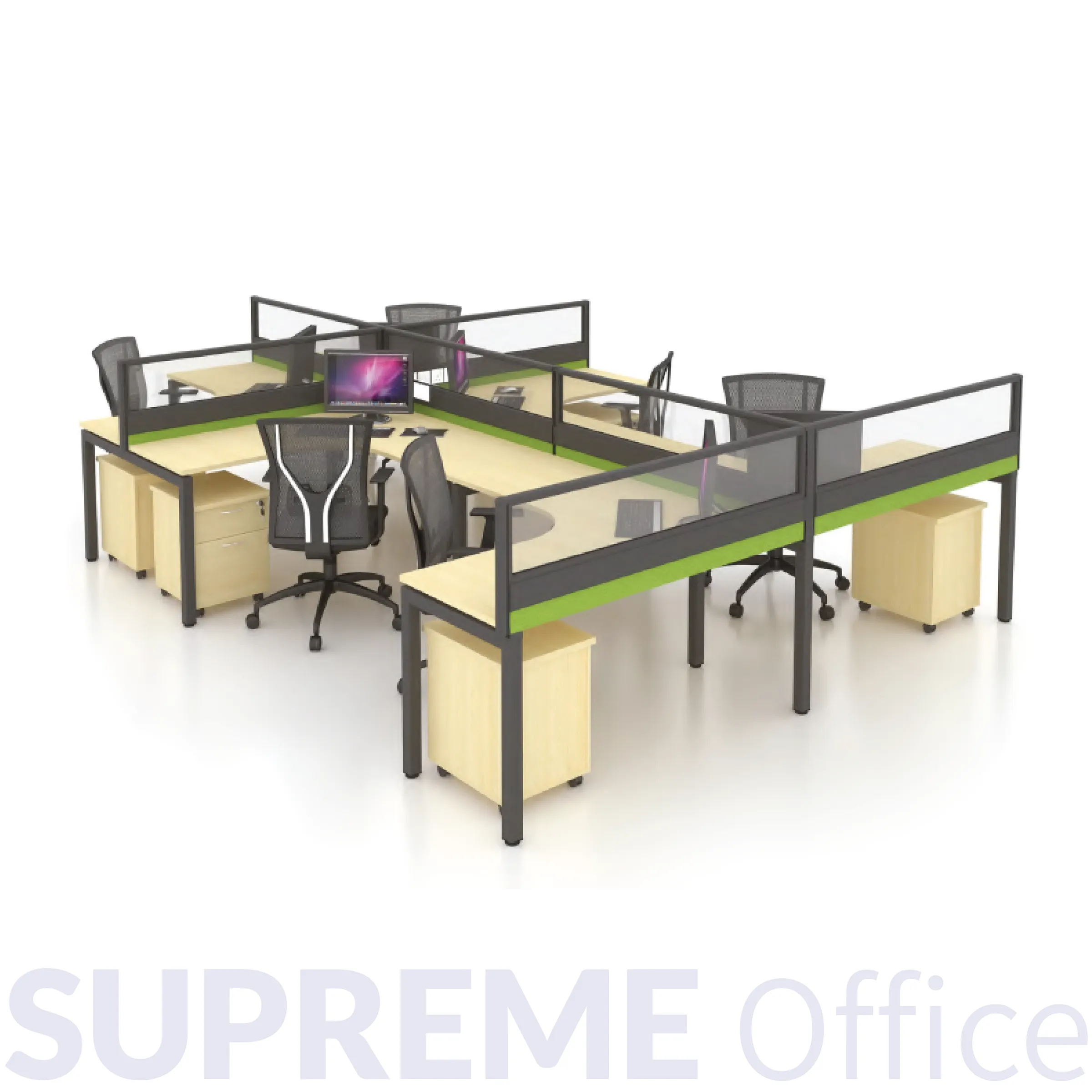 6 Seater Office Workstation with Standing Partition