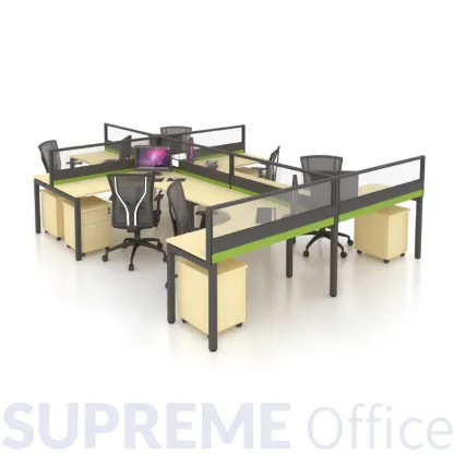 6 Seater Office Workstation with Standing Partition
