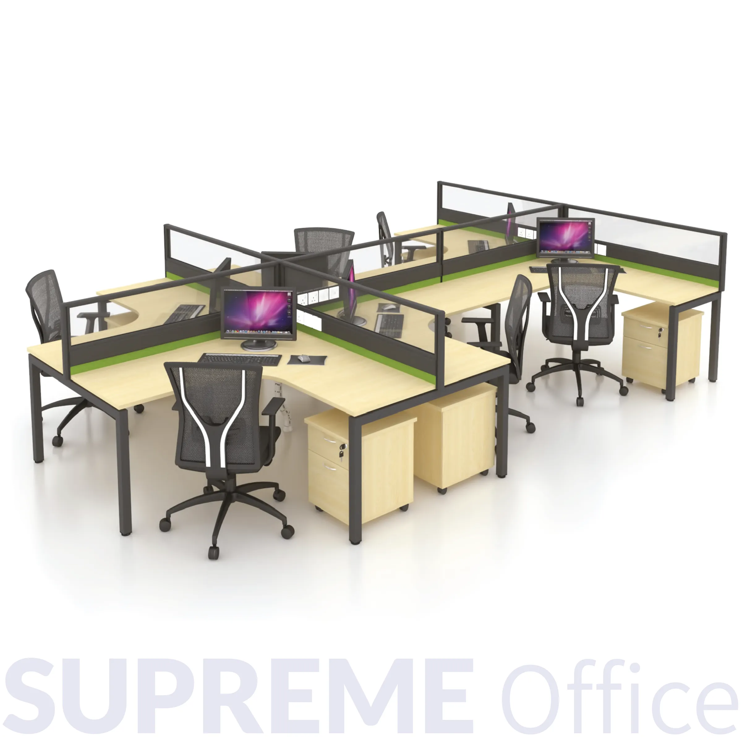 6 Seater Office Workstation with Standing Partition